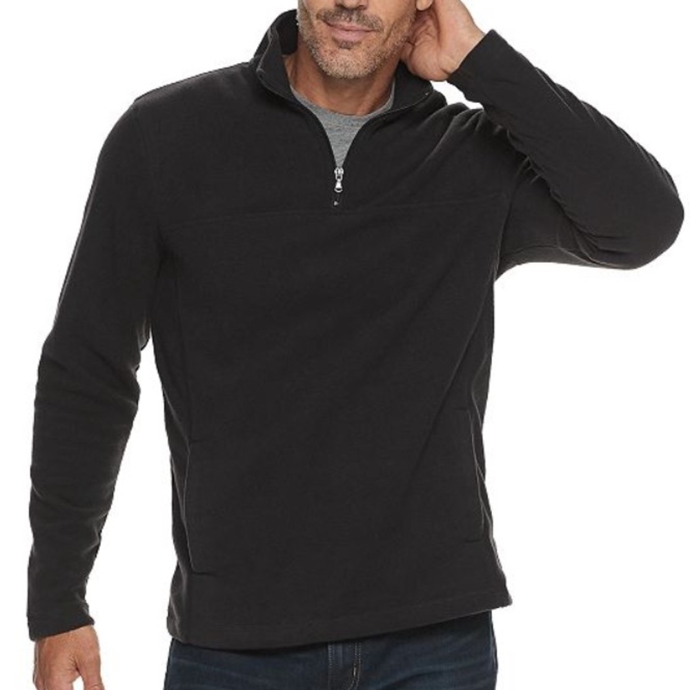NWT Sm Men’s Croft & Barrow 1/4 ZIP Fleece Black